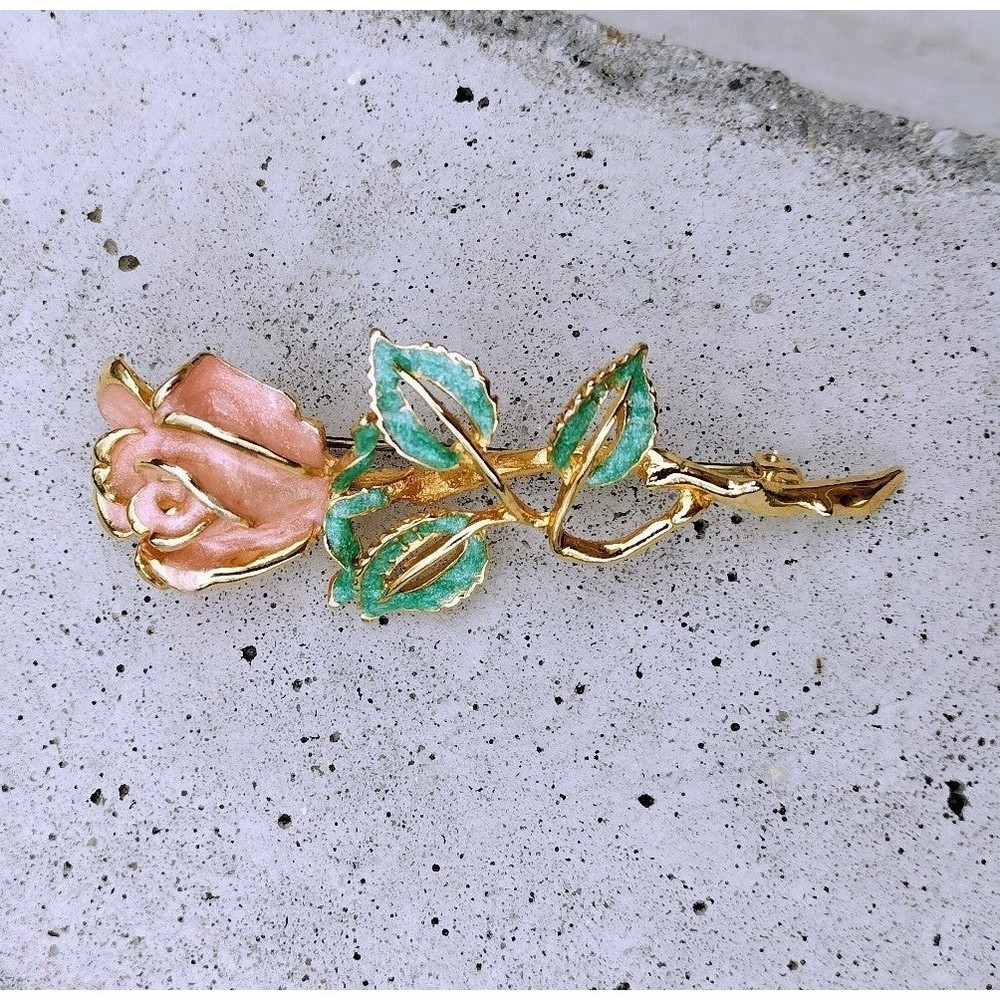Vintage Pink Rose Brooch Pin